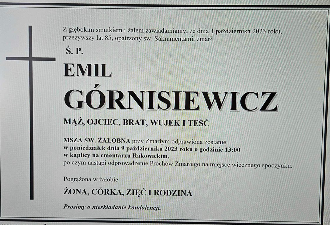 Zmarł Emil Górnisiewicz