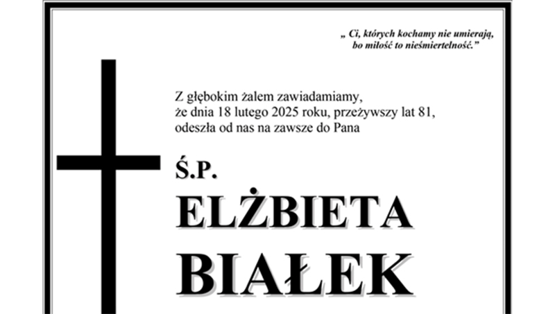 Zmarła Elżbieta Białek, Członkini Sekcji Gastronomiczno-Turystycznej Krakowskiej Kongregacji Kupieckiej.