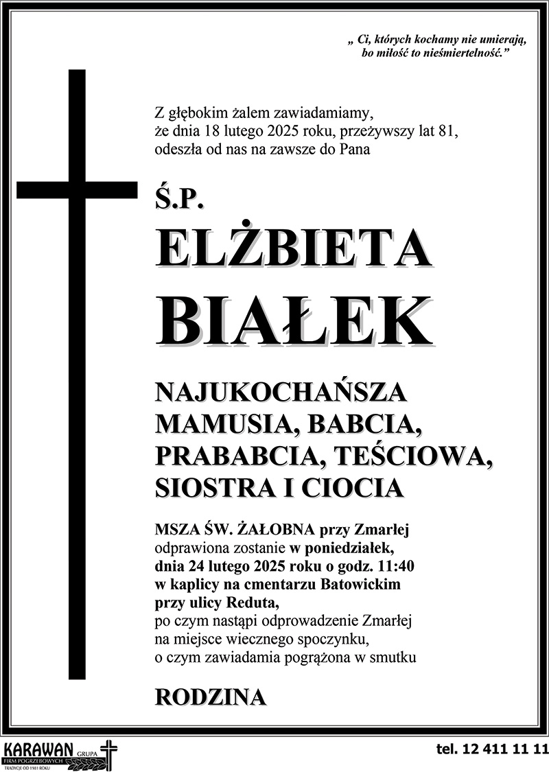 Elzbieta Bialek nekrolog